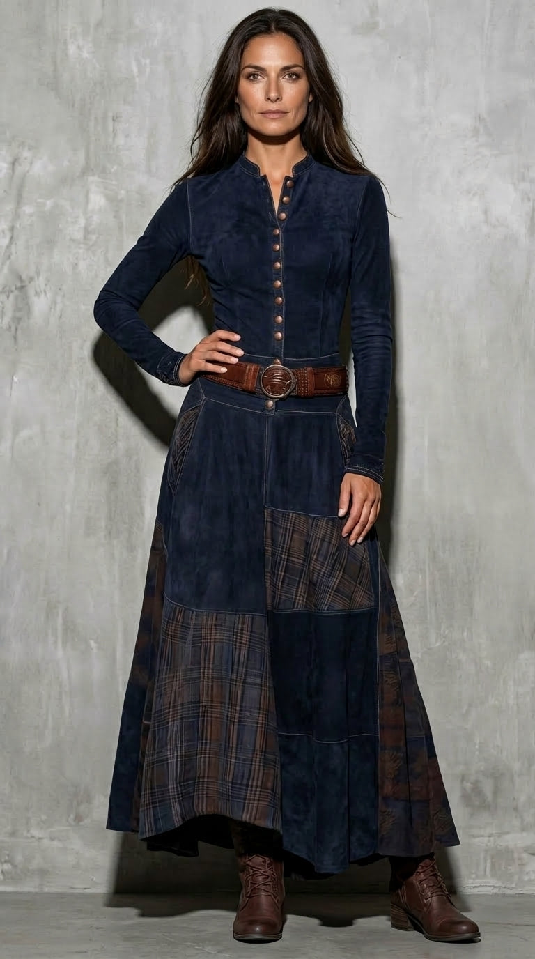 Elisa Valmont — Vestido Maxi de Ante con Cinturón | Naturaleza Chic