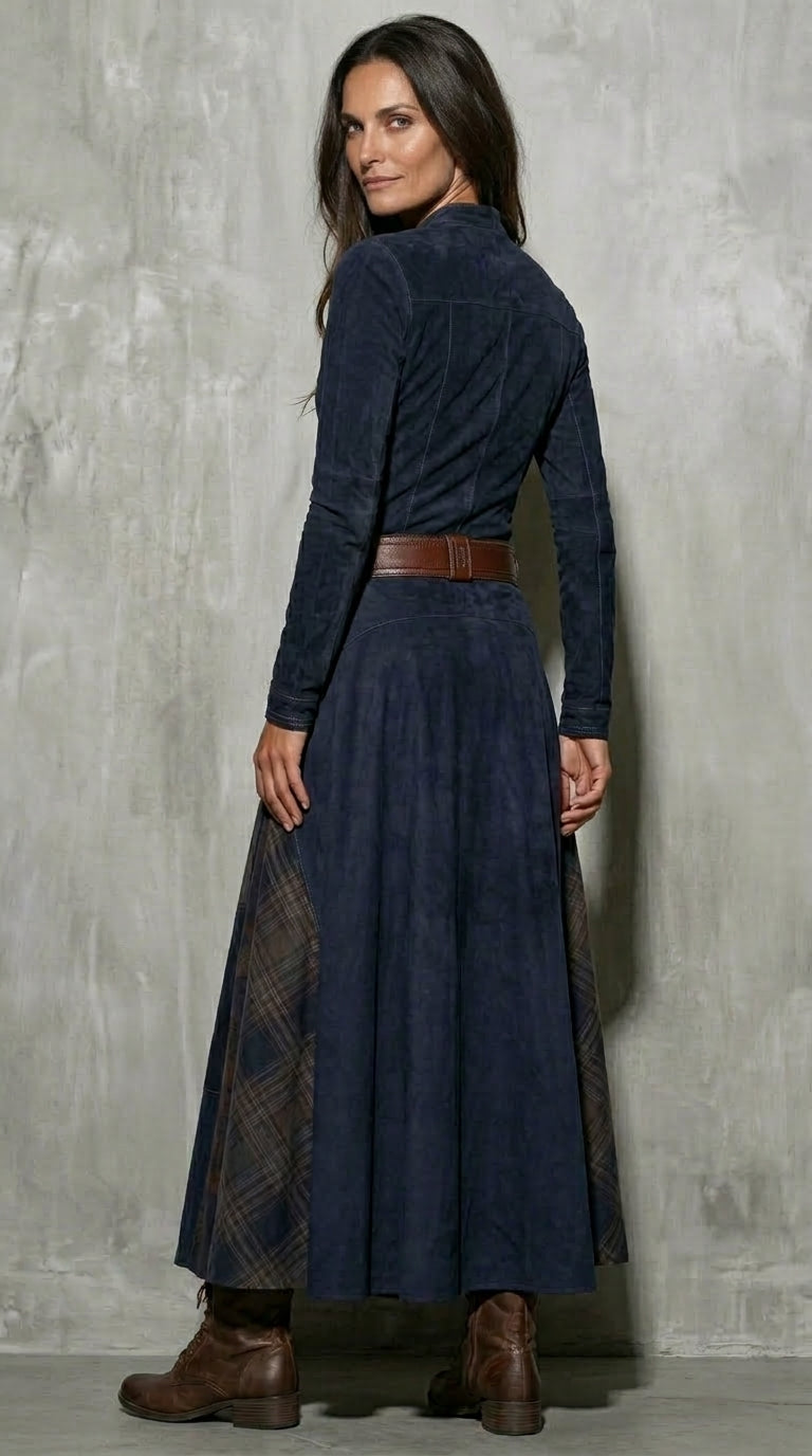Elisa Valmont — Vestido Maxi de Ante con Cinturón | Naturaleza Chic