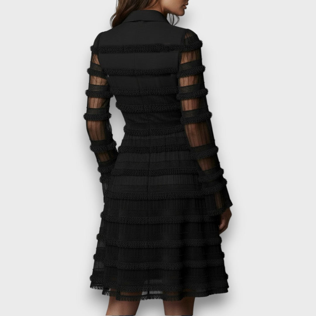 Parisa Valmont — Vestido Midi con Flecos Transparentes | 2026