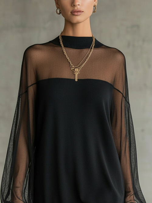 Aveline Valmont — Vestido Negro de Voile Luxe | LIQUIDACIÓN