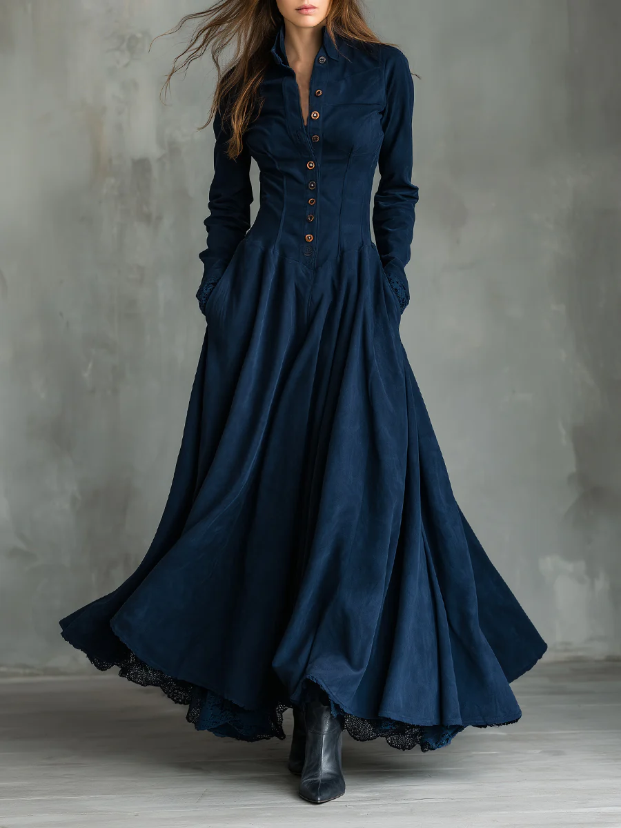 Seraphina Valmont — Vestido Maxi Abotonado Couture | LIQUIDACIÓN