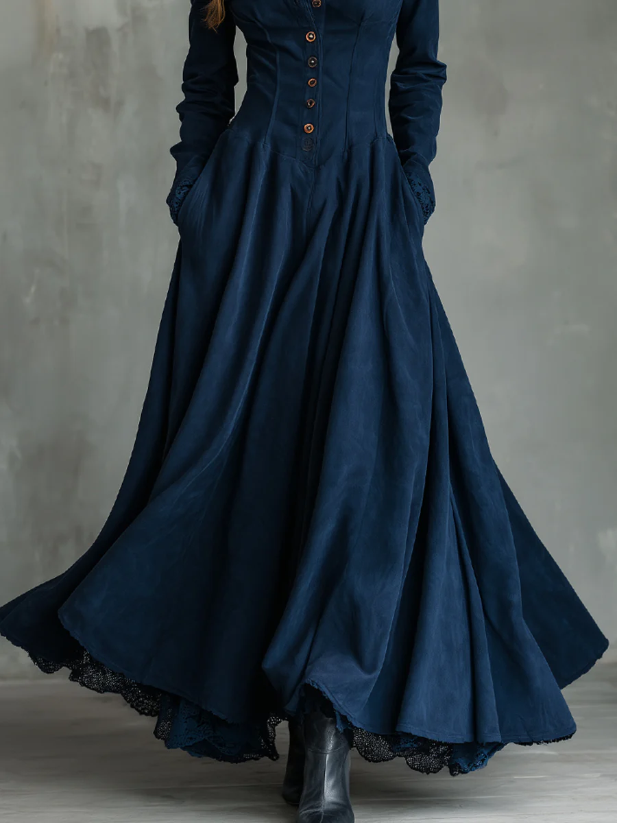 Seraphina Valmont — Vestido Maxi Abotonado Couture | LIQUIDACIÓN