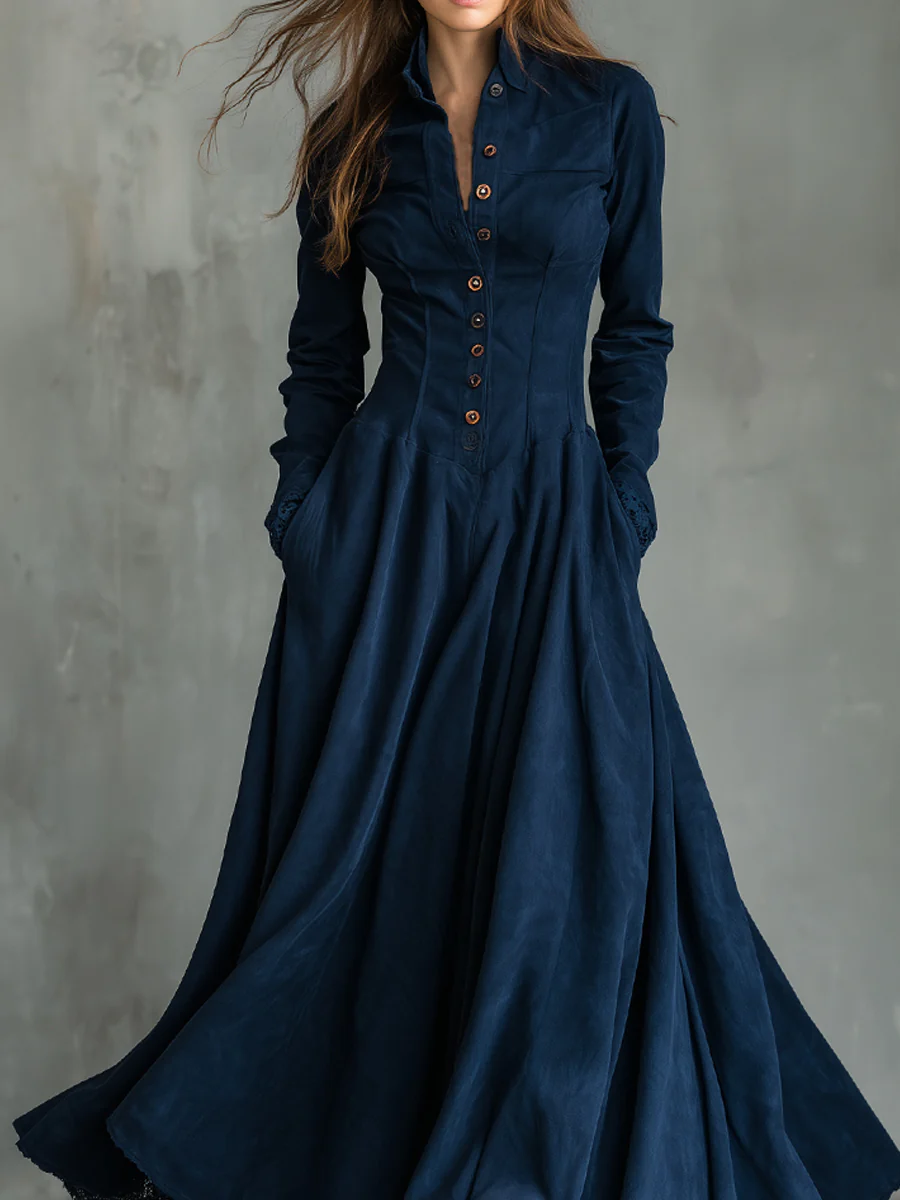 Seraphina Valmont — Vestido Maxi Abotonado Couture | LIQUIDACIÓN