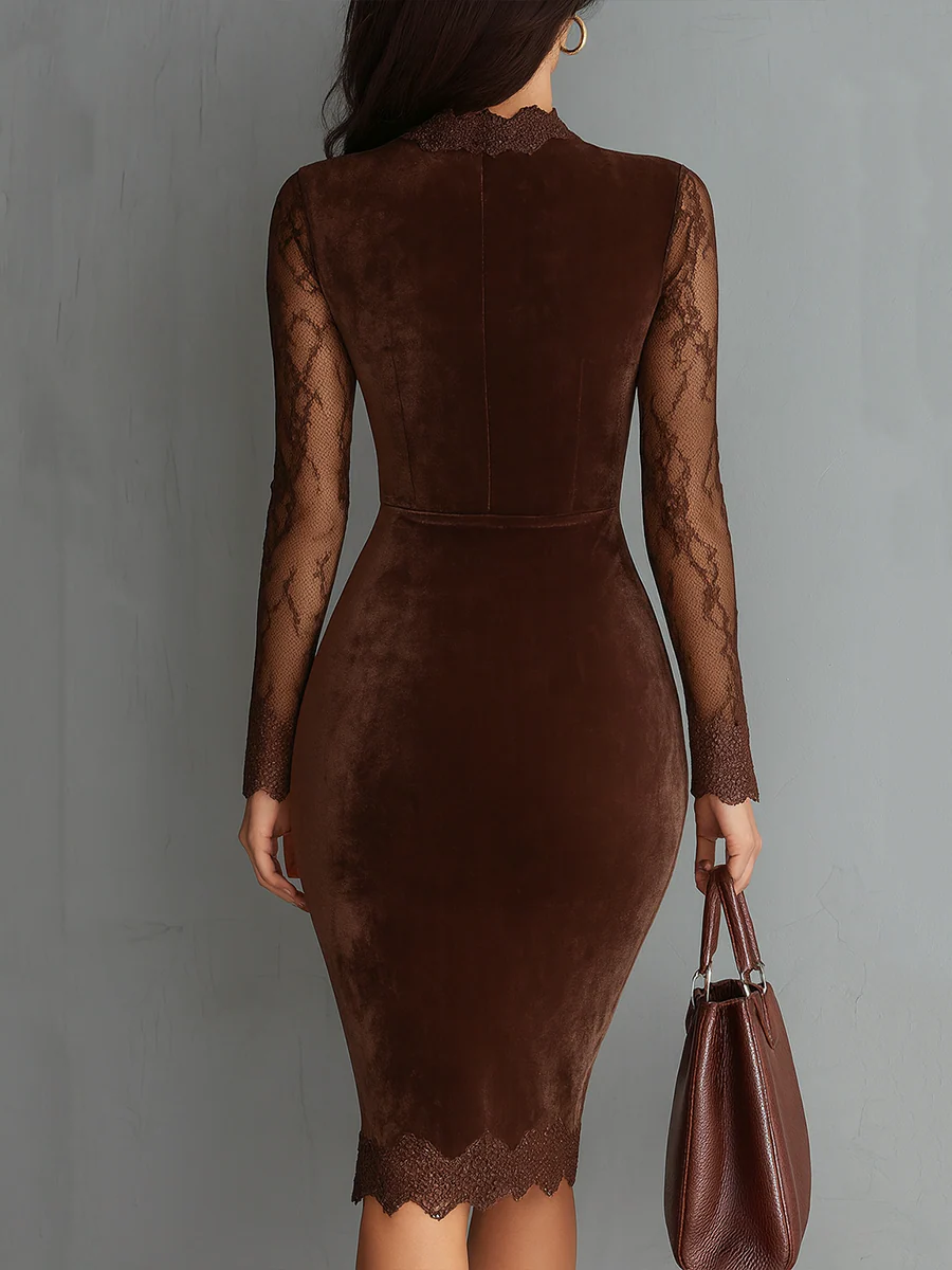 Gio Valmont — Vestido Mini Terciopelo & Mangas de Encaje | Heritage