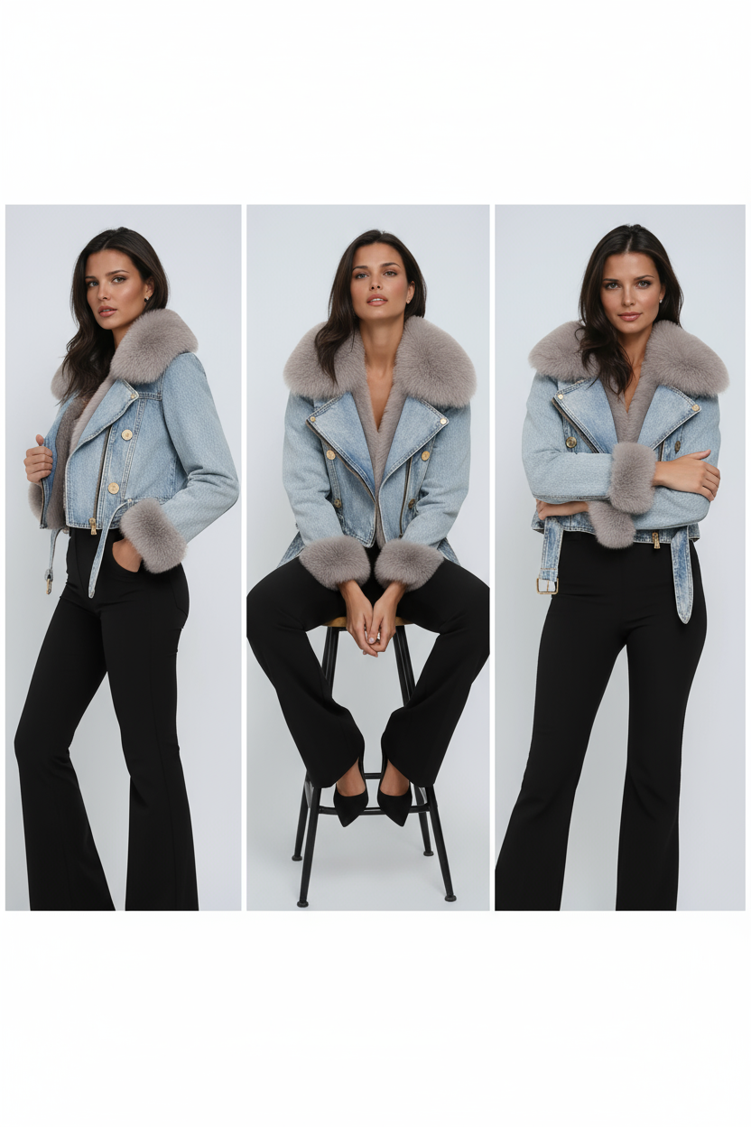 Amara Valmont — Chaqueta Denim Forro de Pelo | LIQUIDACIÓN 70%