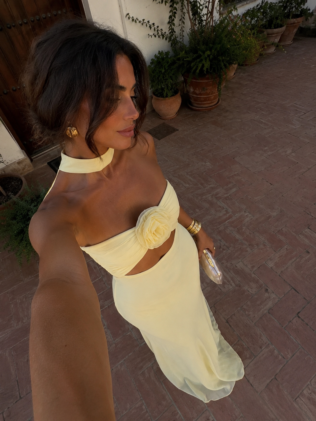Jasmine Valmont — Vestido Amarillo Pastel Floral | Colección Marrakech