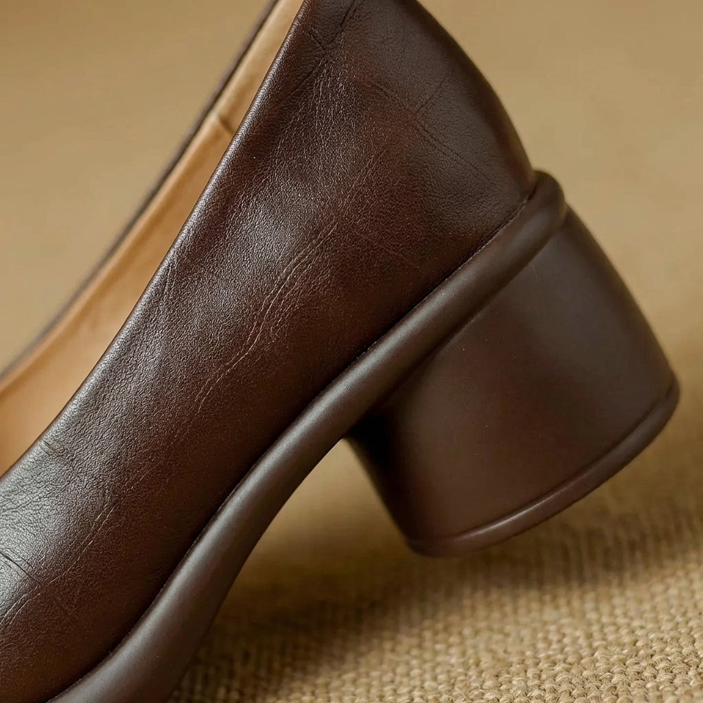 Tacón de Bloque Valmont — Cuero Texturizado Premium | Marrón y Negro