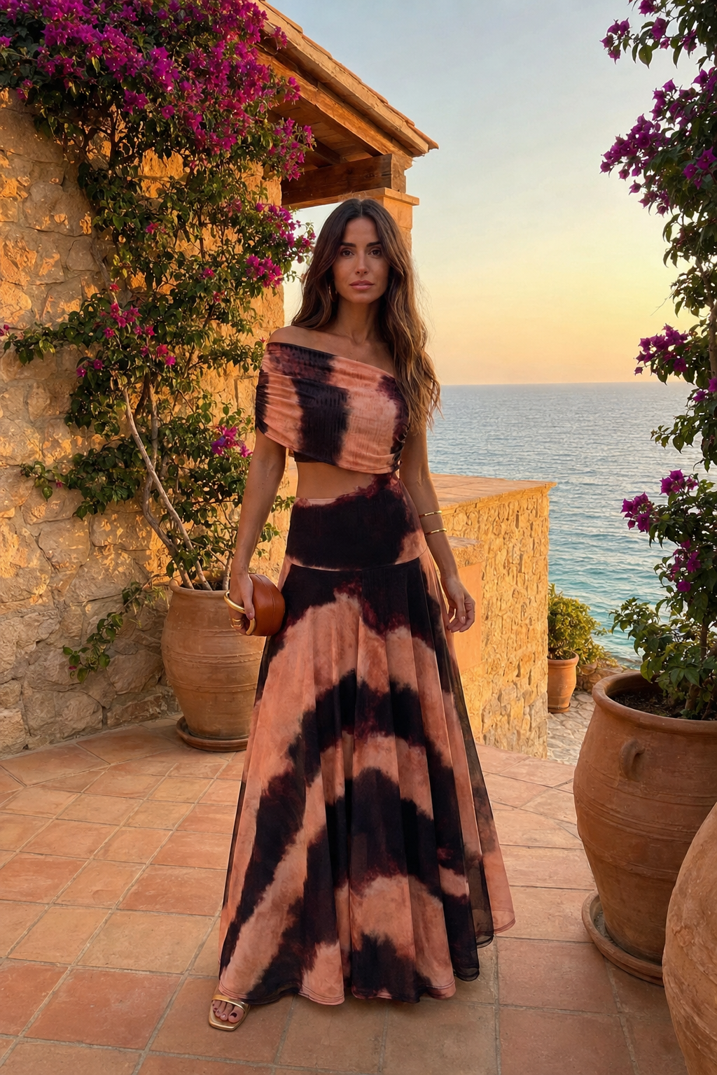 Toledo Naranja Valmont — Vestido Estampado Naranja & Marrón | Sevilla