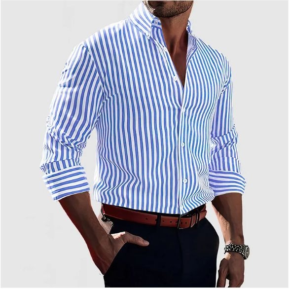 Camisa Rayé Valmont — Distinción sin esfuerzo | Azul