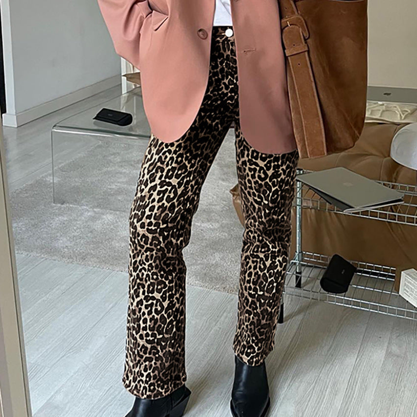 Jungle Valmont — Pantalón Recto Cintura Alta Leopardo | Femme Féline