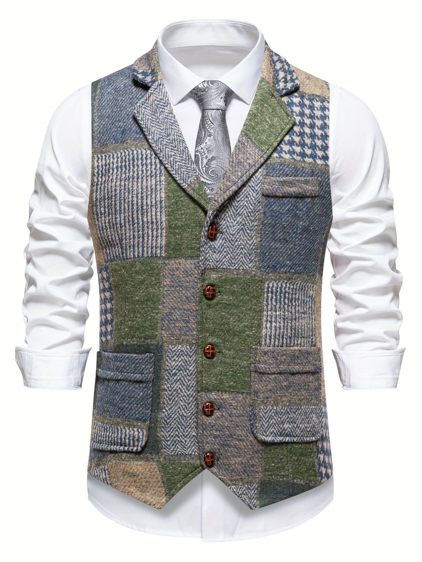 Chalecos Leo Valmont — estilo sin esfuerzo en cada capa | Chaleco Tweed Patchwork Motivo Espiga