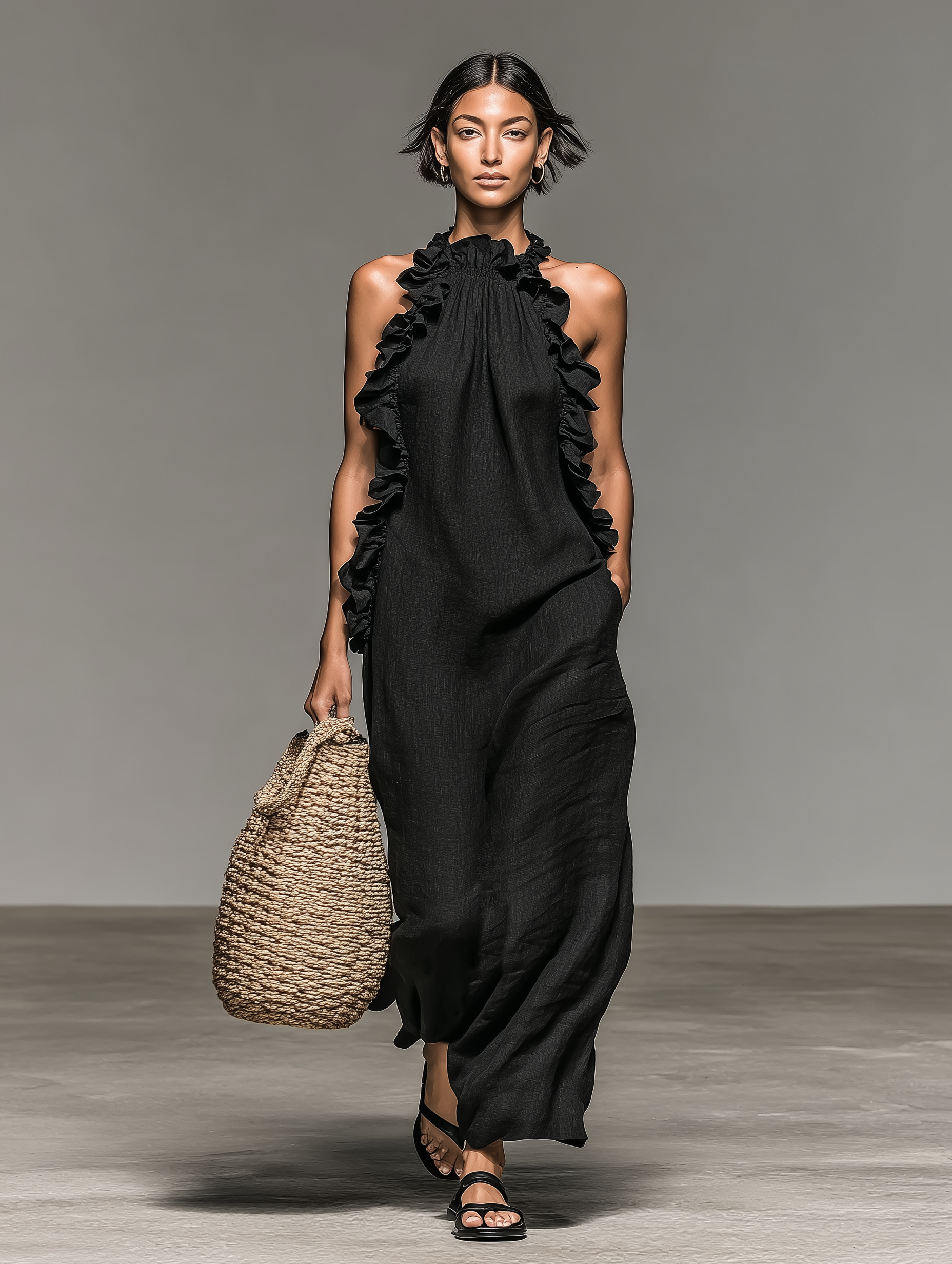 Gladys | Vestido Maxi con Bolsillos - Color Negro