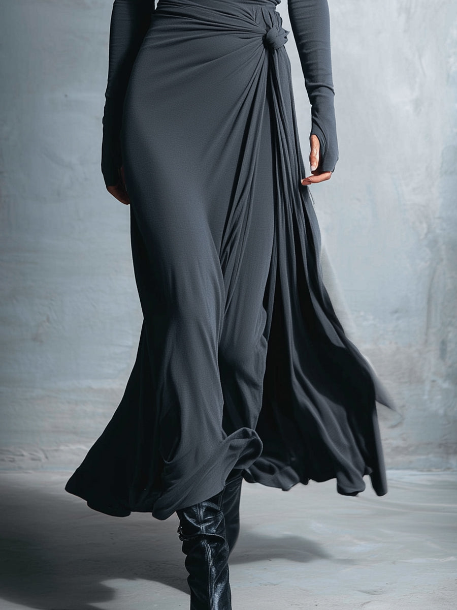 Alba Valmont — Vestido Largo con Nudo Lateral | Sencillez que Enamora