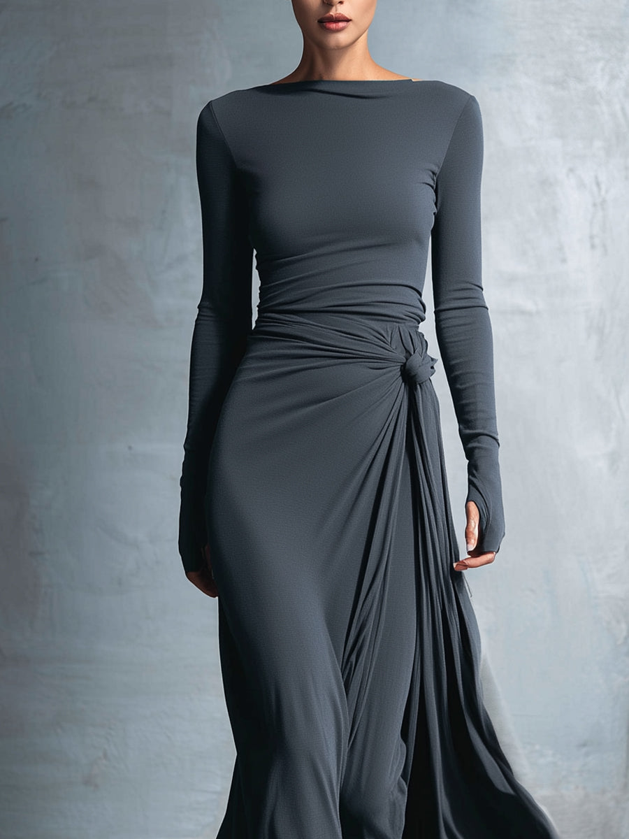 Alba Valmont — Vestido Largo con Nudo Lateral | Sencillez que Enamora