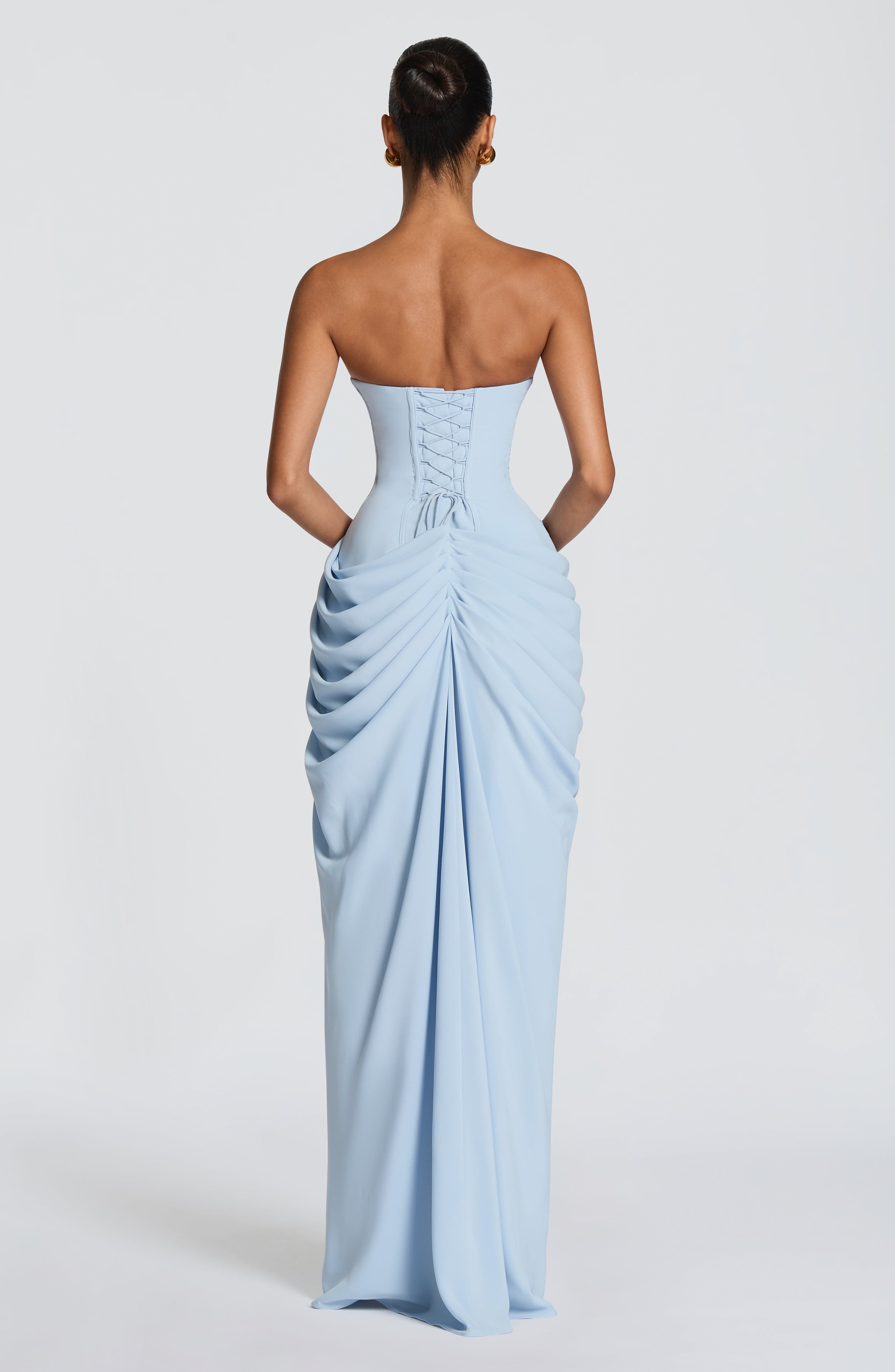Vestido Lola Valmont — Maxi Strapless | Amarillo, Celeste y Azul Marino