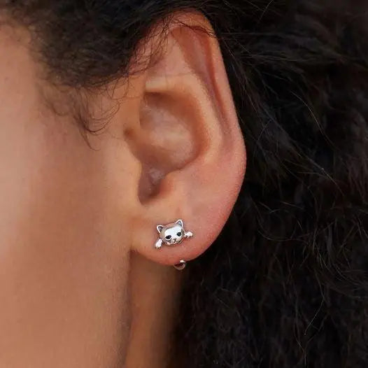 Pendientes Chat Argent Valmont — Elegancia irresistible | Plateado
