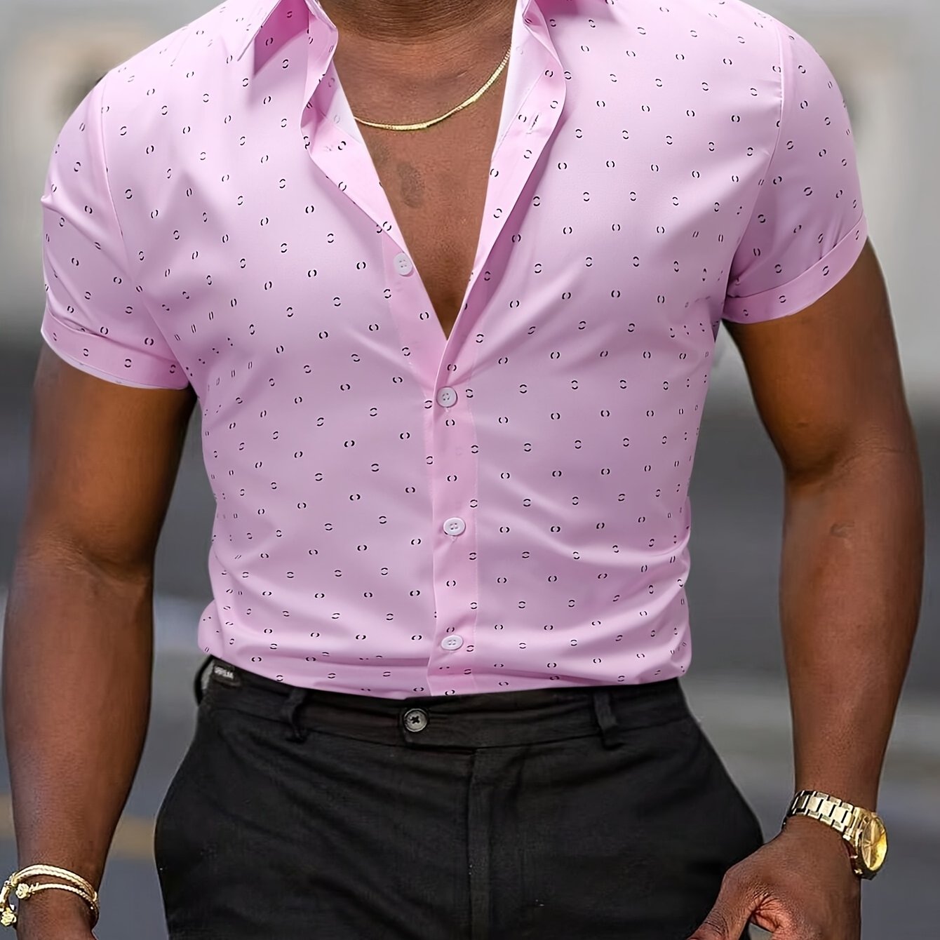 Camisa Giulio Valmont — Estampado de Verano | Blanco y Rosa
