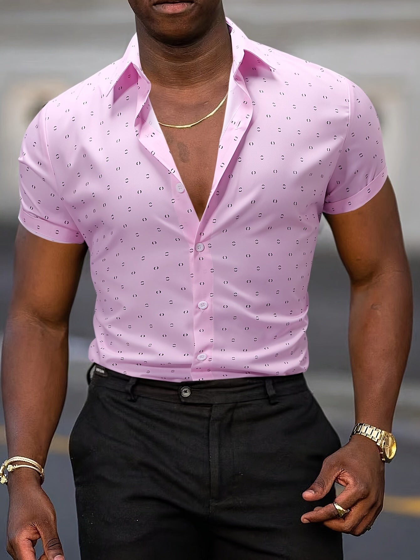 Camisa Giulio Valmont — Estampado de Verano | Blanco y Rosa