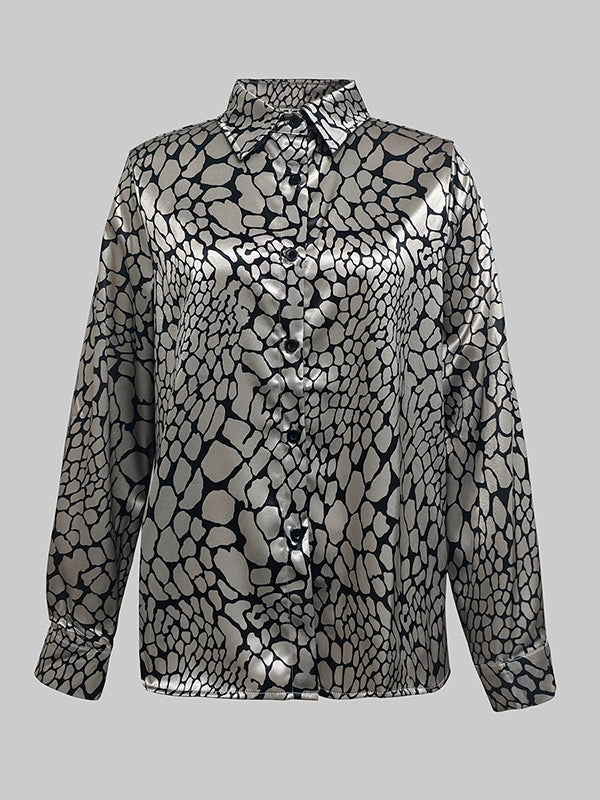 Artiste Valmont — Blusa Efecto Satén Estampado Artístico | Mujer
