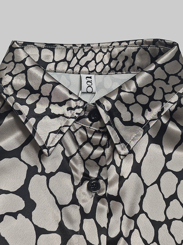 Artiste Valmont — Blusa Efecto Satén Estampado Artístico | Mujer