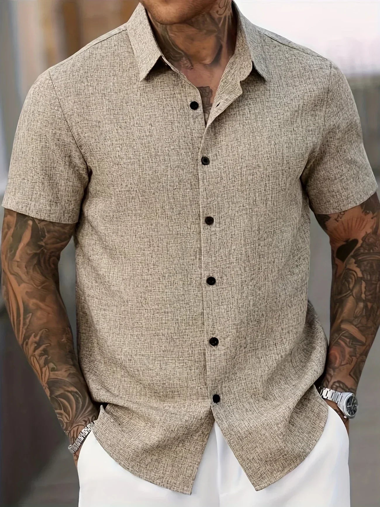 Camisa Lin Valmont — Distinción sin esfuerzo | Beige