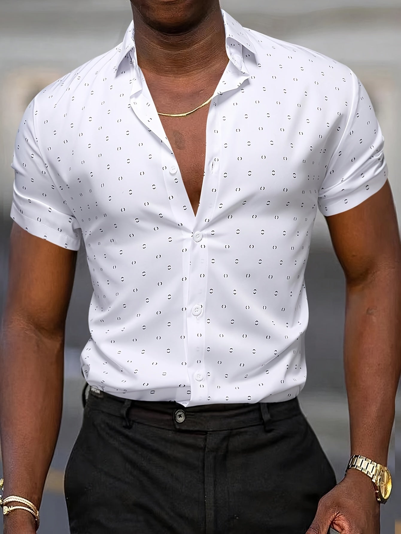Camisa Giulio Valmont — Estampado de Verano | Blanco y Rosa