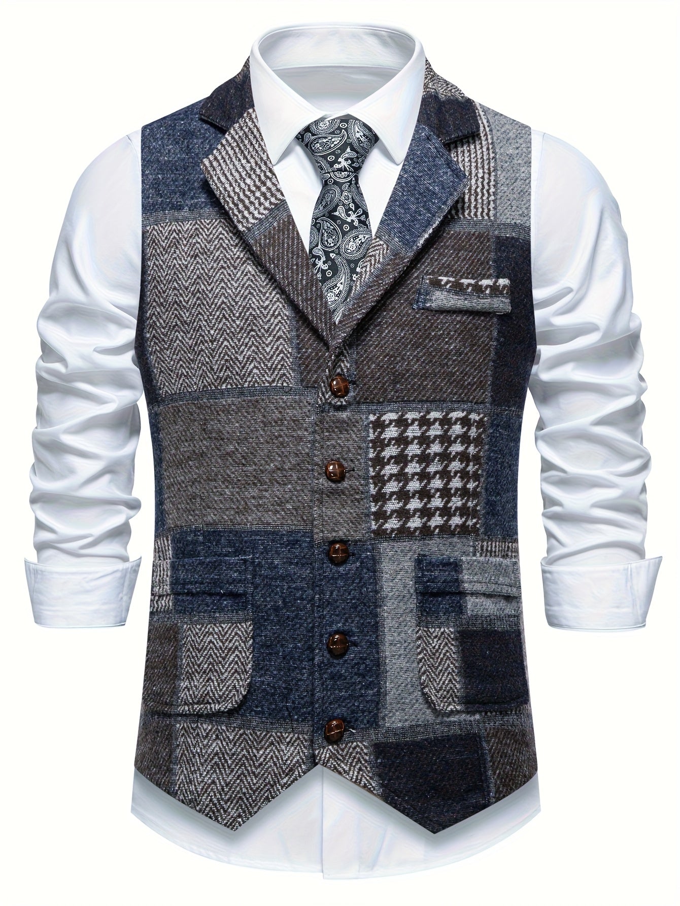 Chalecos Leo Valmont — estilo sin esfuerzo en cada capa | Chaleco Tweed Patchwork Motivo Espiga