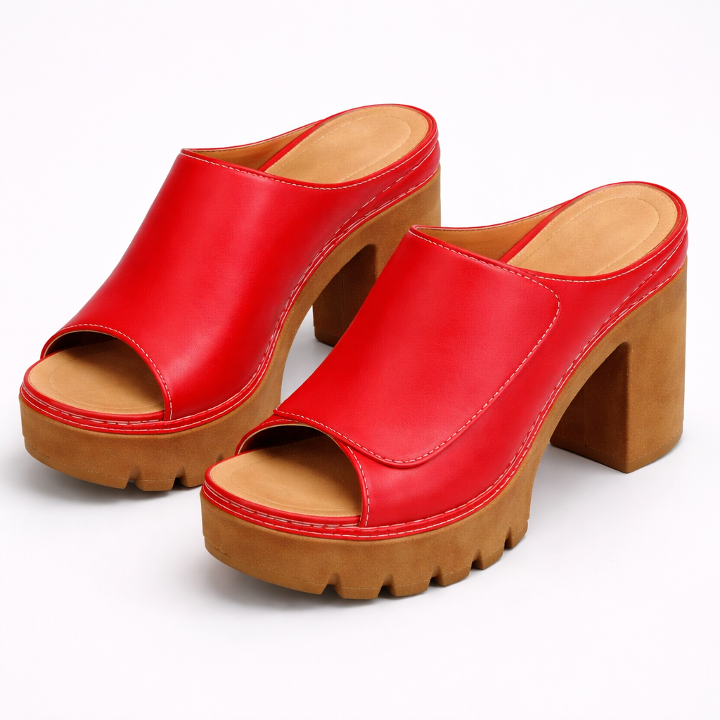 Sandalia Mizella Valmont — Cuña Cuero Femenina Premium | Marrón, Negro, Beige, Blanco y Rojo