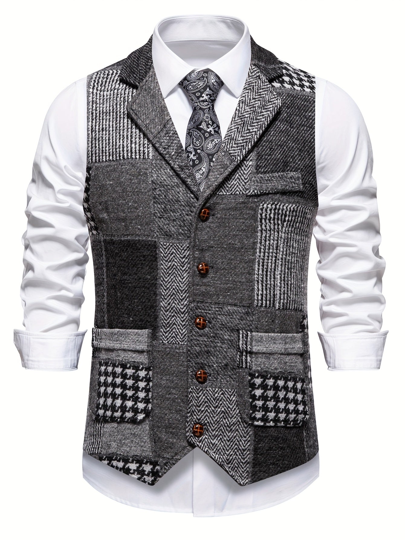 Chalecos Leo Valmont — estilo sin esfuerzo en cada capa | Chaleco Tweed Patchwork Motivo Espiga