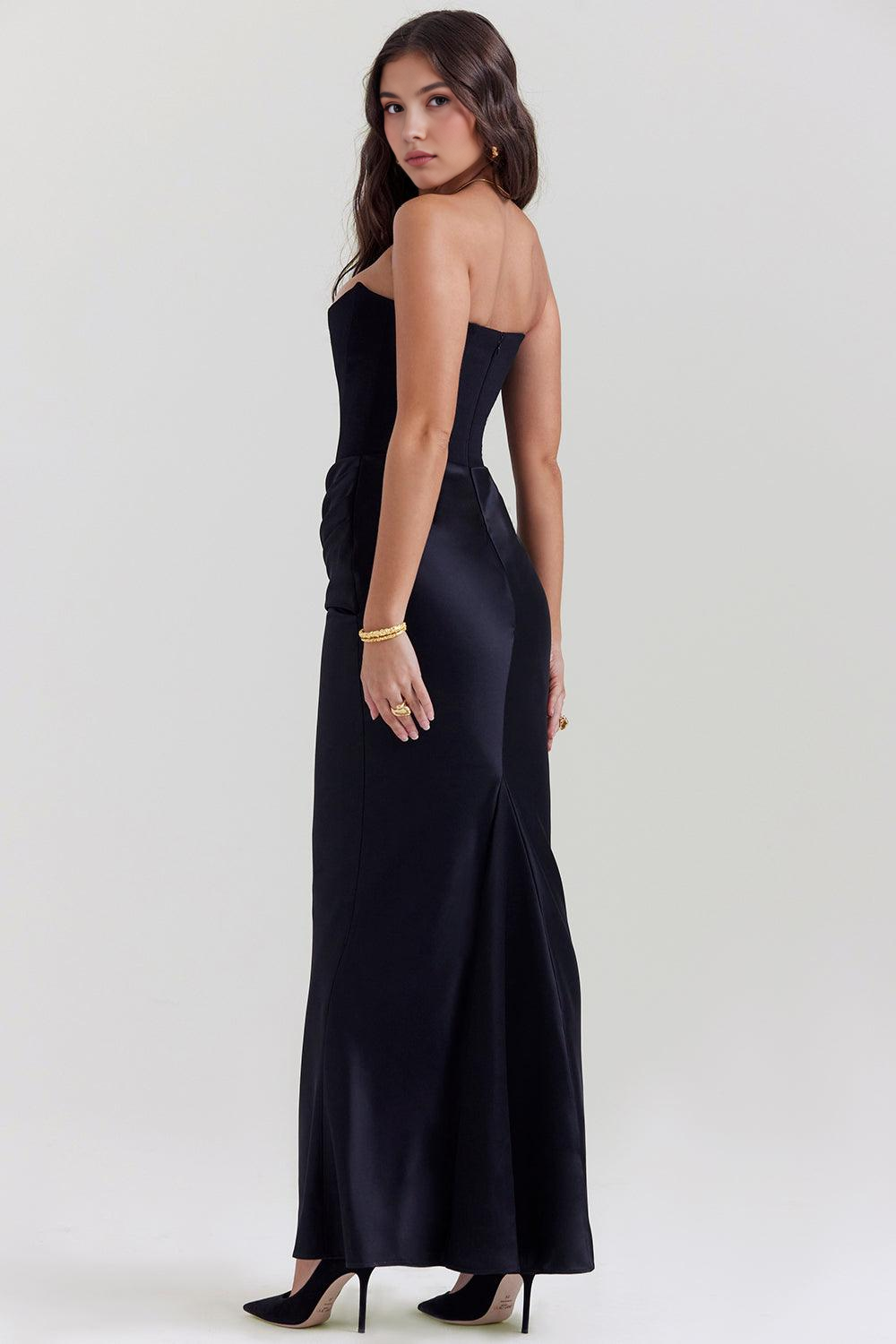 Serena Valmont — Vestido Corsé & Falda Drapeada de Satén | Noche de Gala