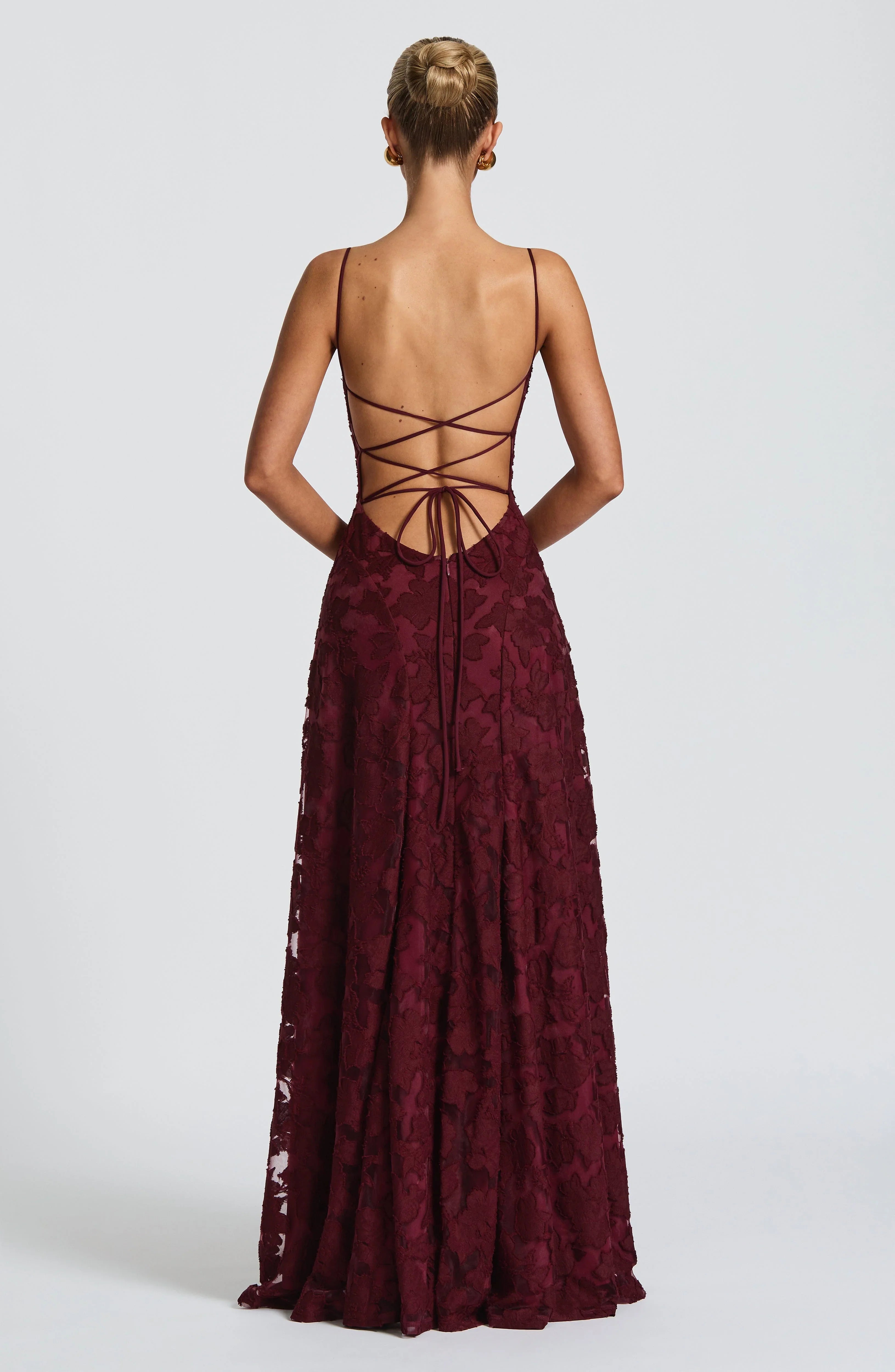 Vestido Louise Valmont — Maxi Drapeado | Burdeos, Blanco, Verde y Rosa