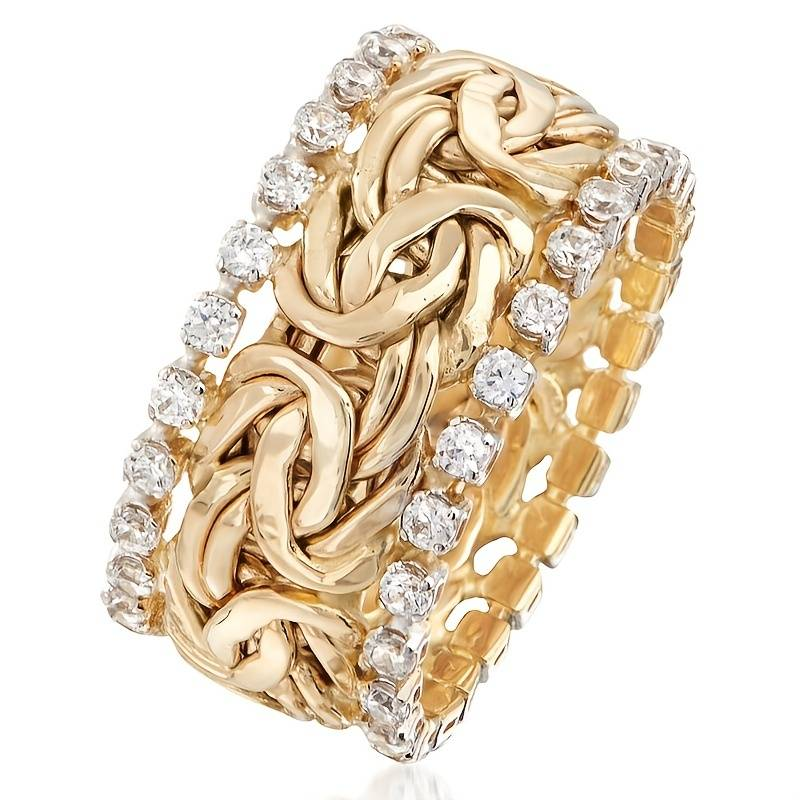 Anillo Zirconium Tressée Valmont — Elegancia irresistible | Dorado