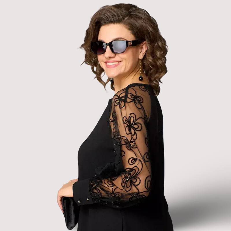 Vestidos Helena Valmont — feminidad que te transforma | Vestido Negro Elegante Mangas de Encaje