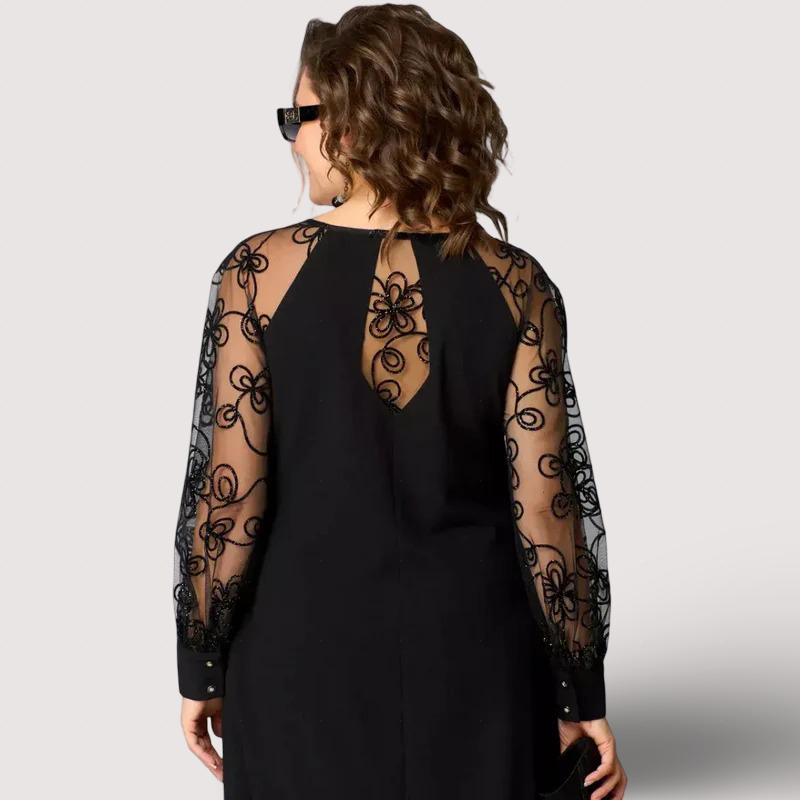 Vestidos Helena Valmont — feminidad que te transforma | Vestido Negro Elegante Mangas de Encaje