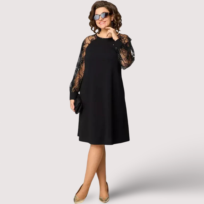 Vestidos Helena Valmont — feminidad que te transforma | Vestido Negro Elegante Mangas de Encaje