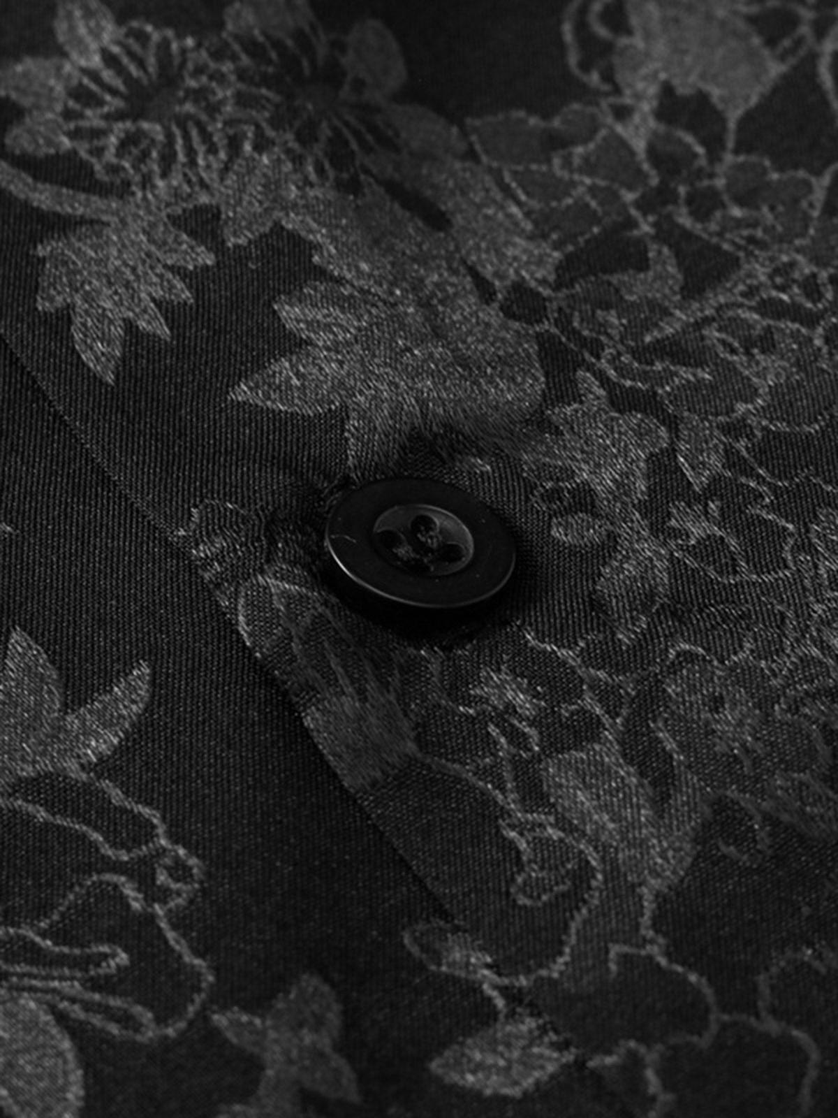 Camisa Leaves Pattern Valmont — Distinción urbana irresistible | Negro