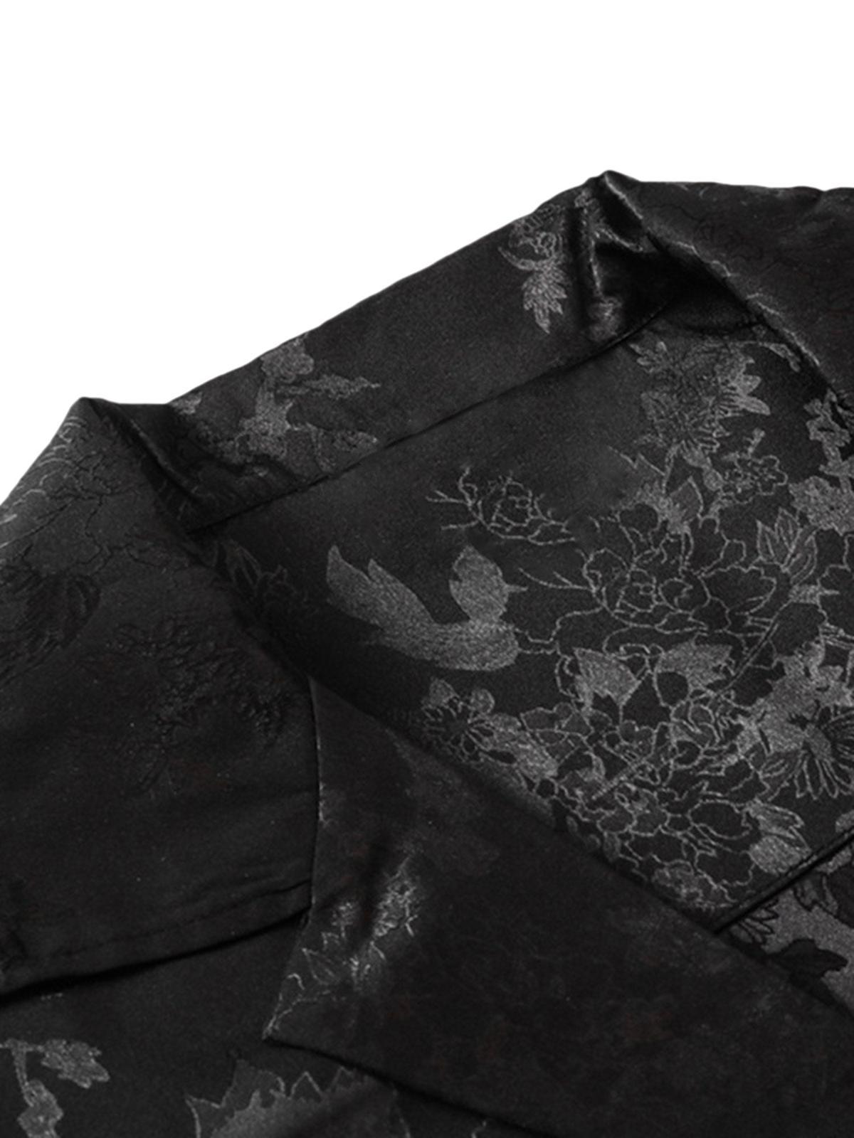 Camisa Leaves Pattern Valmont — Distinción urbana irresistible | Negro