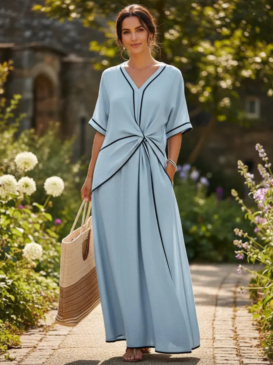 Portofino Valmont — Vestido Maxi con Detalle Nudo | Riviera 2026