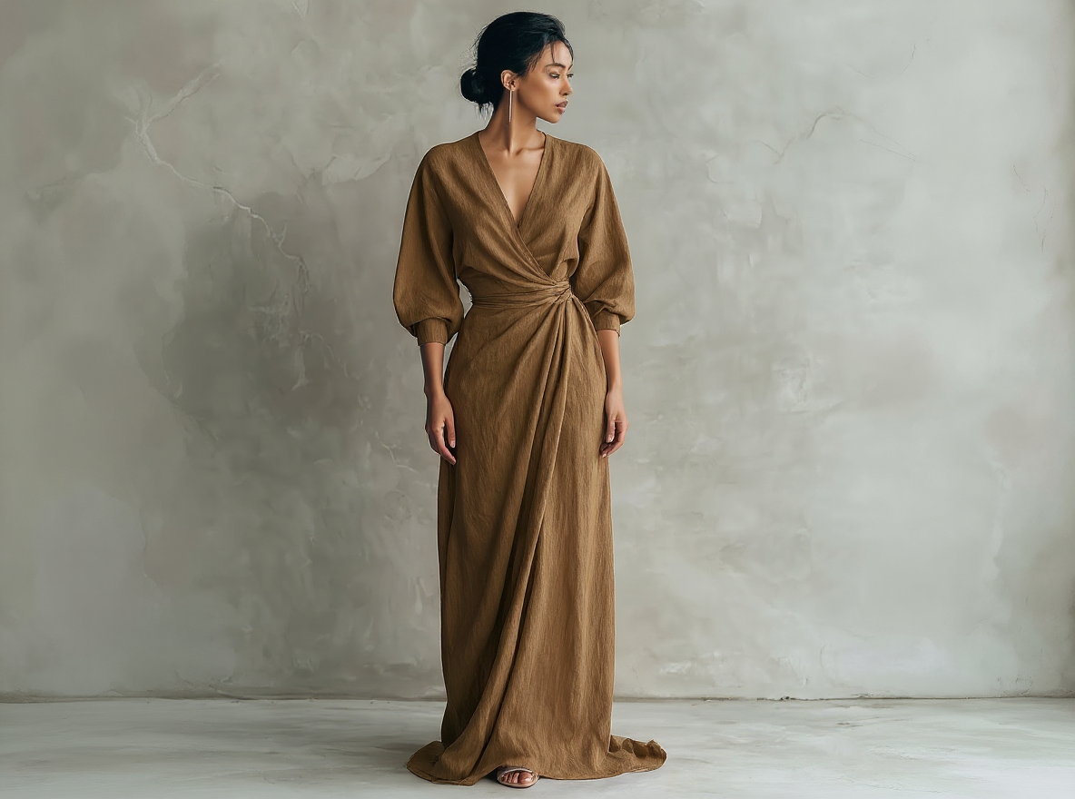 Rosée Valmont — Vestido Maxi Minimalista Rosa Lino & Escote en V | Pureza Primaveral