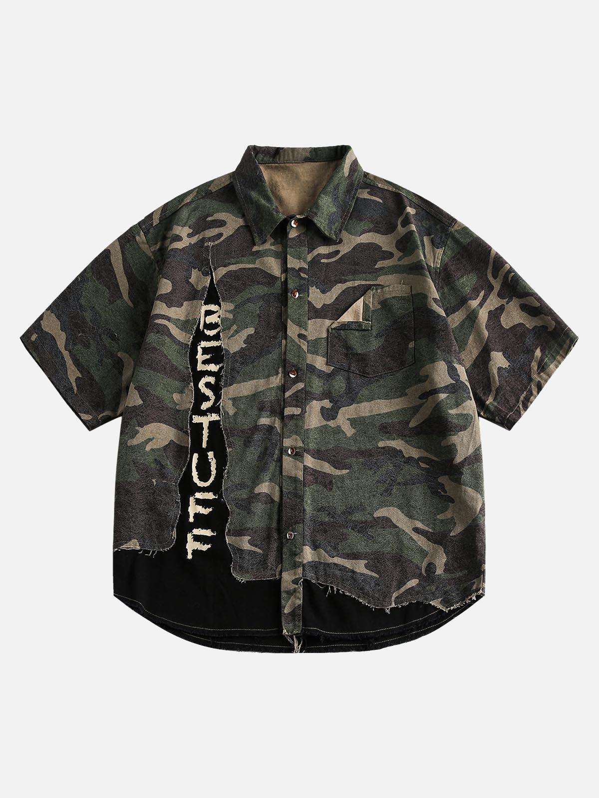Camisa Camo Patchwork Valmont — Distinción urbana irresistible | Verde