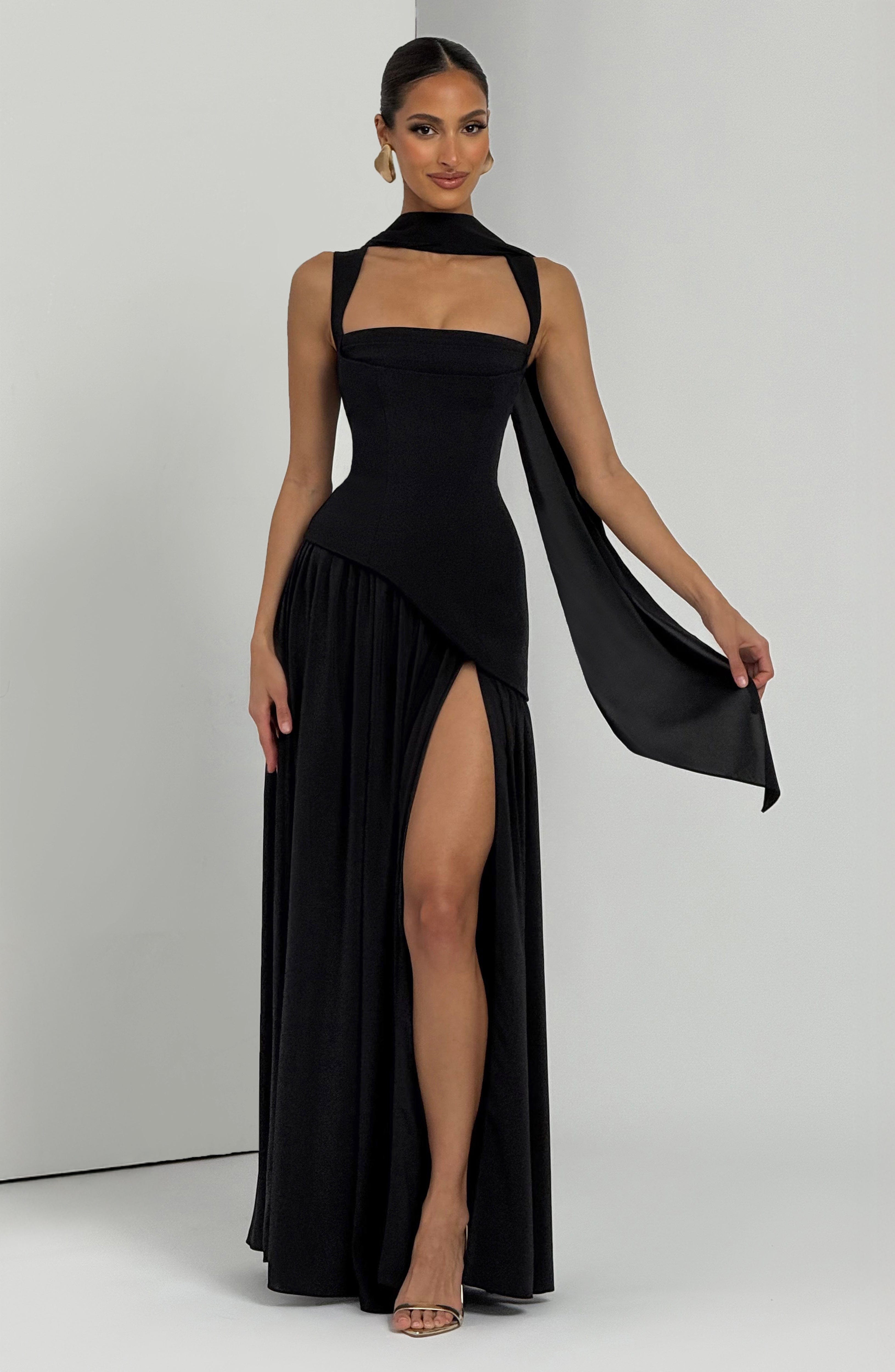 Vestido Tullulah Valmont — Maxi Largo | Negro, Oliva, Ciruela y Cereza