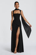 Vestido Tullulah Valmont — Maxi Largo | Negro, Oliva, Ciruela y Cereza