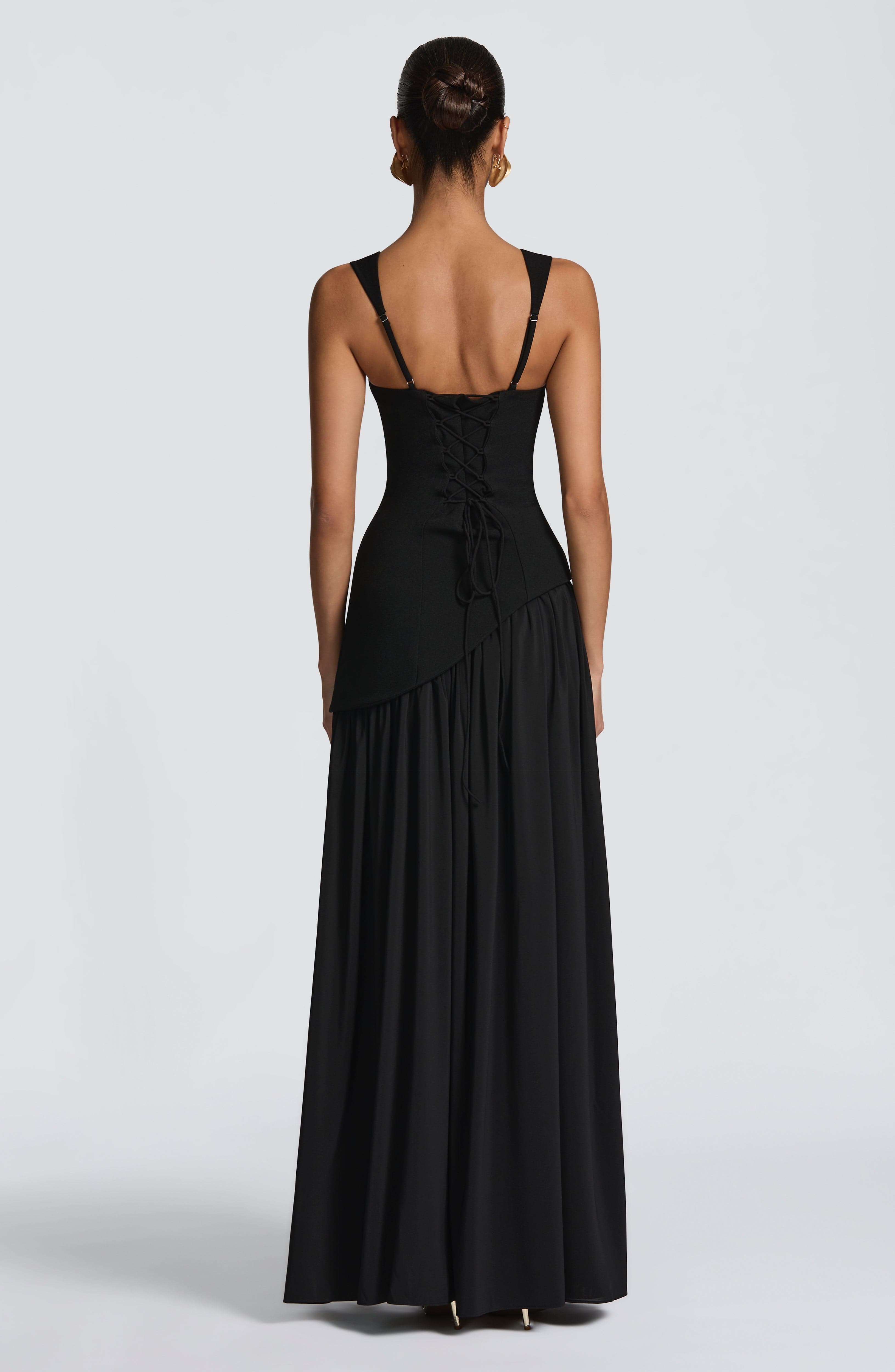 Vestido Tullulah Valmont — Maxi Largo | Negro, Oliva, Ciruela y Cereza