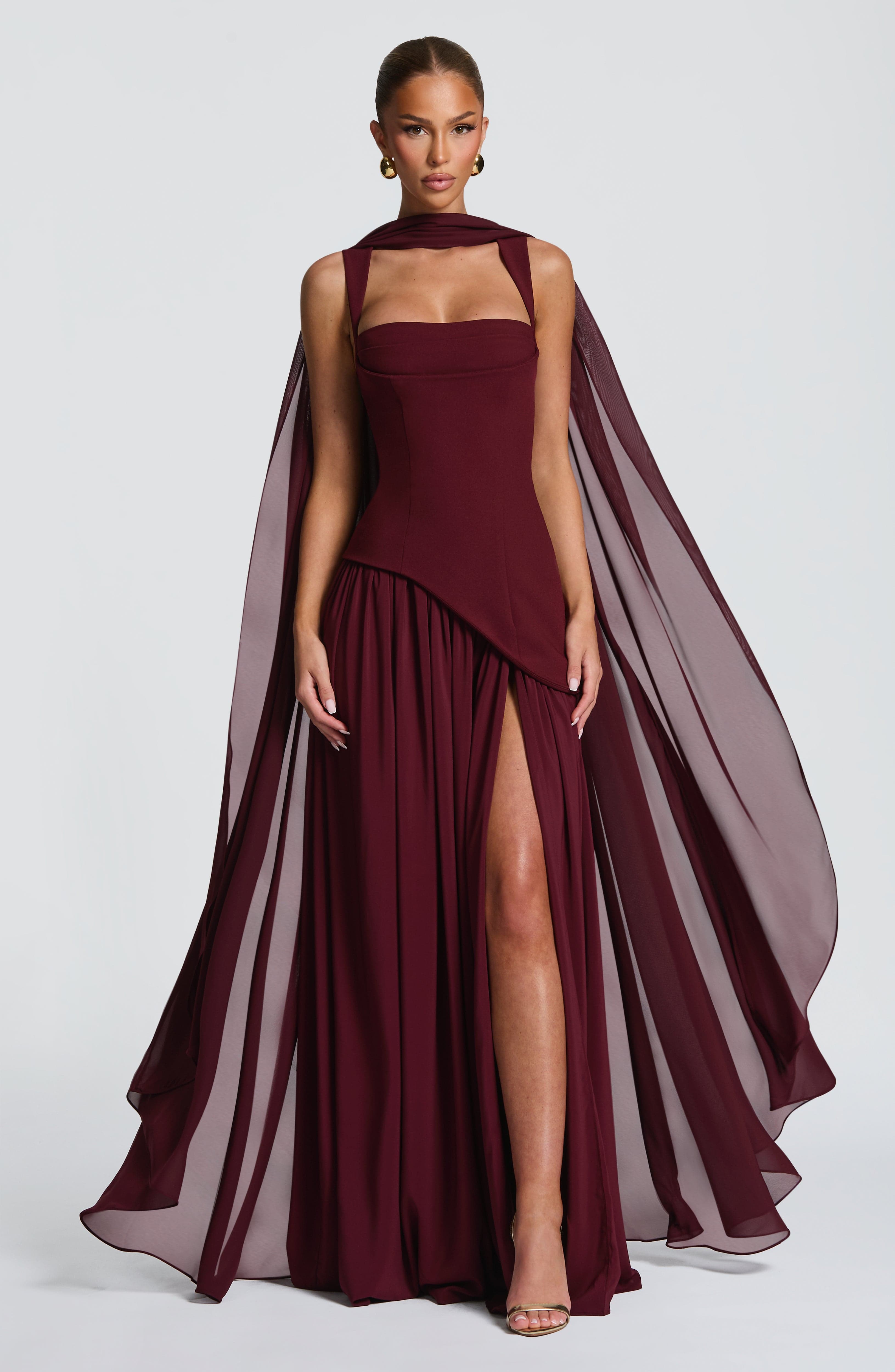 Vestido Tullulah Valmont — Maxi Largo | Negro, Oliva, Ciruela y Cereza