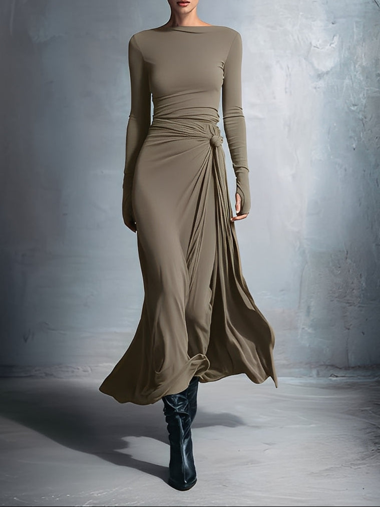 Alba Valmont — Vestido Largo con Nudo Lateral | Sencillez que Enamora
