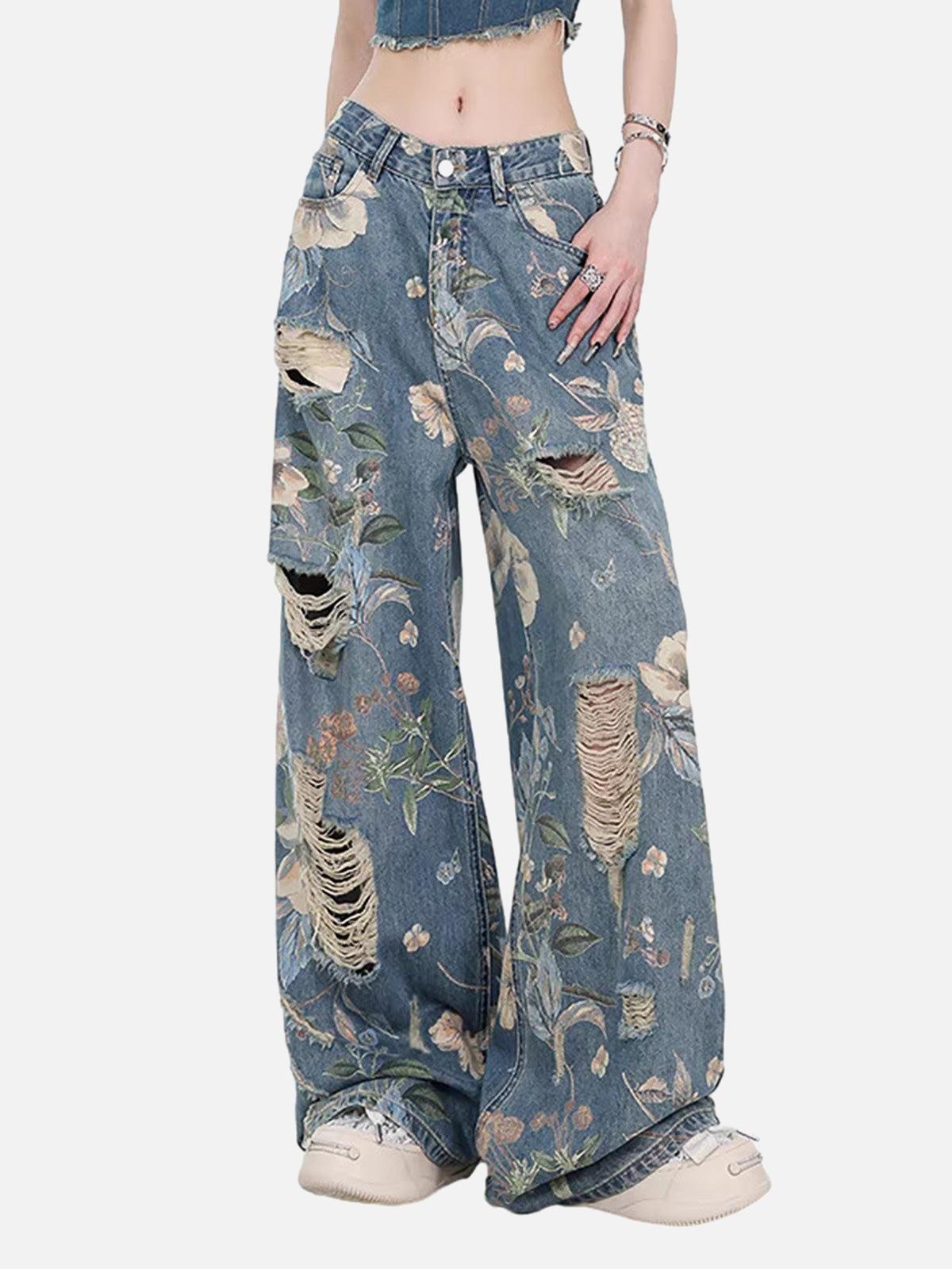 Vaquero Floral Vintage Valmont — Distinción urbana irresistible | Vintage Wash