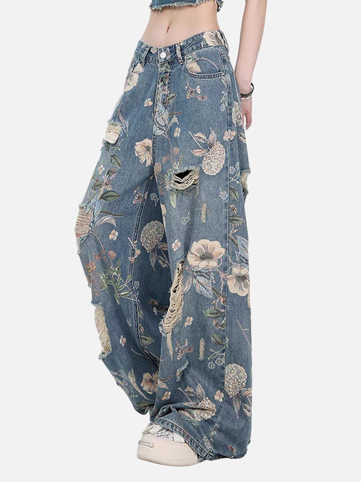 Vaquero Floral Vintage Valmont — Distinción urbana irresistible | Vintage Wash