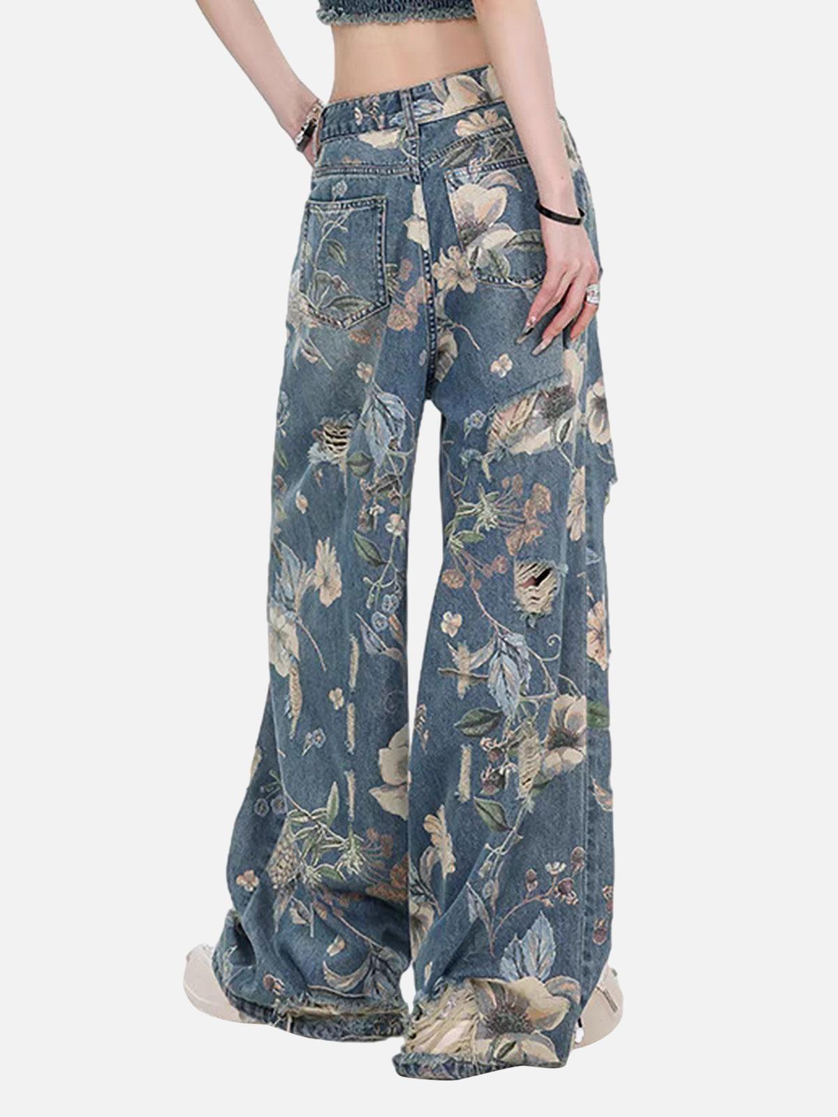 Vaquero Floral Vintage Valmont — Distinción urbana irresistible | Vintage Wash