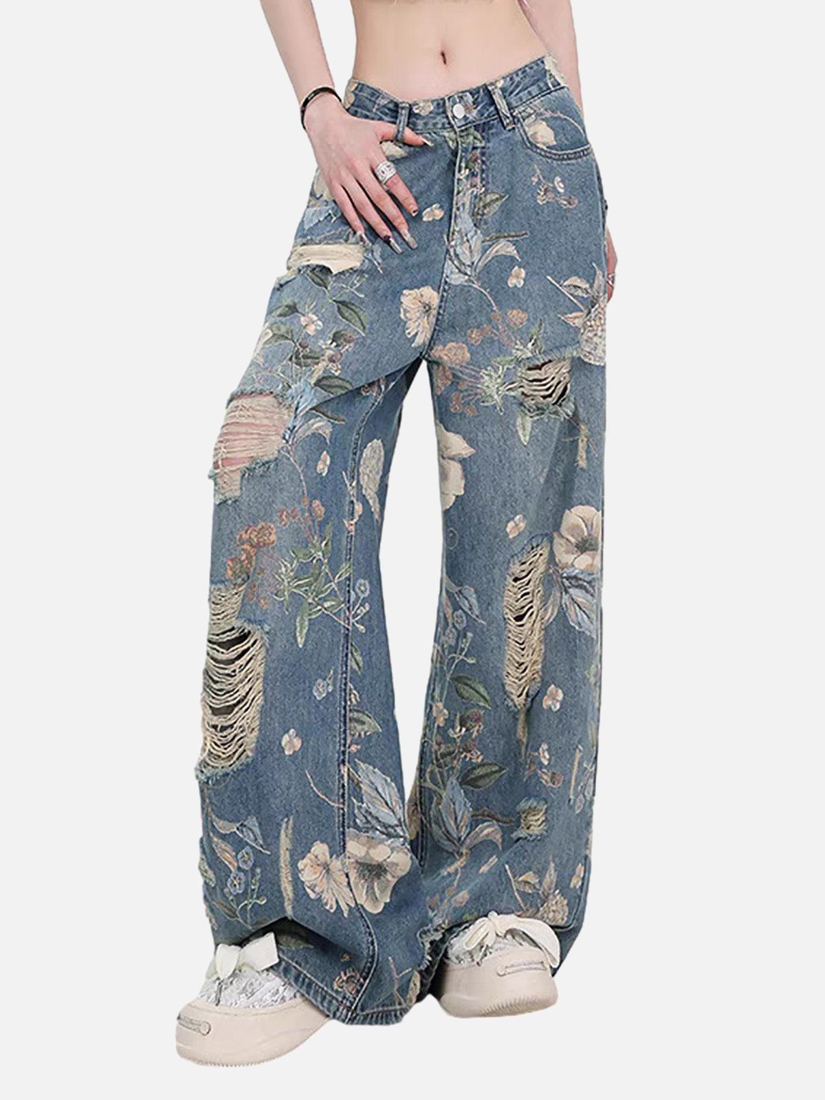 Vaquero Floral Vintage Valmont — Distinción urbana irresistible | Vintage Wash