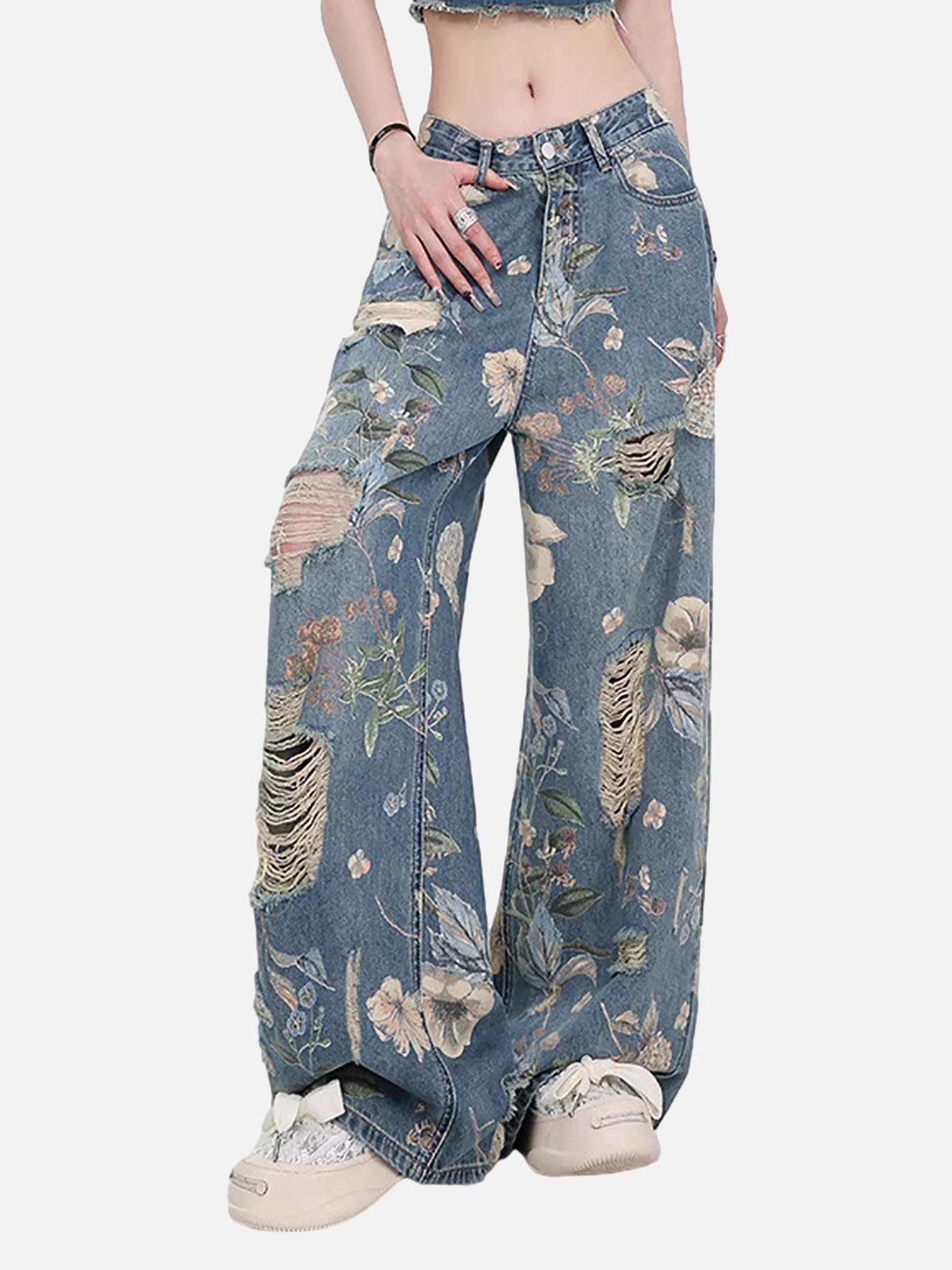 Vaquero Floral Vintage Valmont — Distinción urbana irresistible | Vintage Wash